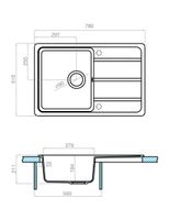 Мойка для кухни Аманда 780x510x211 мм, прямоуг. с крылом, кофе 1A712832AD280 — фото 3, Кухонные мойки
