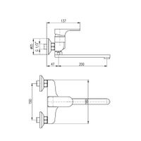 Смеситель Yukon настенный для раковины/умывальника с круглым изливом 200 мм, арт-YU101.5/23 — фото 2, Смесители для раковины