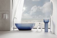 Раковина отдельностоящая прозрачная ABBER Kristall AT2702Saphir-H синяя — фото 6, Раковины напольные