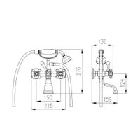 Смеситель Morava retro для ванной с душевым комплектом, арт-MK359.5/2SM — фото 2, Смеситель для ванны
