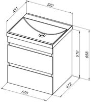 Тумба с раковиной Aquanet Нота new 58 цв.белый глянец 00335870 — фото 3, Тумбы с раковиной