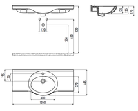 CREAVIT Раковина мебельная/подвесная (105см) ET205.00000 арт-ET205-00CB00E-0000 — фото 2, Раковины подвесные