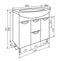 Тумба напольная с умывальником ELEGANSE 85 /золото/ AQUA DE MARCO 5085CGELE — фото 8, Тумбы с раковиной