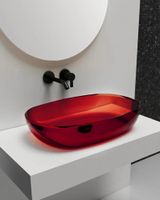 Раковина накладная прозрачная ABBER Kristall красная арт-AT2805Rubin — фото 5, Раковины накладные