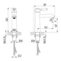 Villa Смеситель для раковины, монолит.излив 143мм дон.клап.Click/Clack, р/ОД, бронза, LM, арт-LM4837B — фото 2, Смесители для раковины