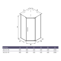 Душевой уголок ALEX BAITLER 2 серия AB215-90 прозрачное стекло — фото 4, Душевые перегородки