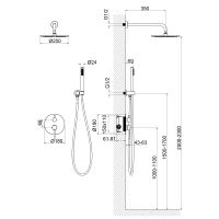 Душевая система встроенная Timo Saona SX-2369/20SM золото шлифованное — фото 2, Встраиваемые душевые комплекты
