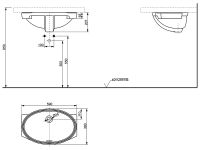 Раковина встраиваемая без отверстия под смеситель с переливом, цвет белый арт-LW1506JUYW/F#W — фото 3, Раковины встраиваемые снизу