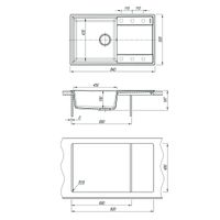 Кухонная мойка Lemark IMANDRA 840 врезная прямоугольная с крылом из кварцгранита, Антрацит арт-9910031 — фото 4, Кухонные мойки
