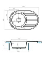 Мойка для кухни Амира 780x500x211 мм, круглая с крылом, кофе 1A712932AI280 — фото 3, Кухонные мойки