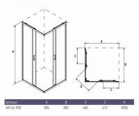Душевой уголок ALEX BAITLER 1 серия AB1490B1 прозрачное стекло — фото 4, Душевые перегородки