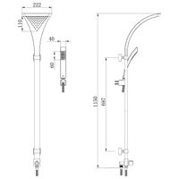 Душевой гарнитур без смесителя c верхней душевой лейкой "Тропический дождь", с аксес., хром. LEMARK арт-LM8807C — фото 2, Душевые гарнитуры на штанге