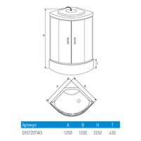Душевая кабина ERLIT 57 серия матовое стекло арт-ER5720TW3 — фото 4, Душевые кабины