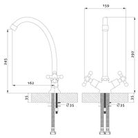 G02 Смеситель для кухни, выс.пов.излив 162мм, р/ДВ, хром, ROS, G02-71 — фото 2, Смесители для кухни