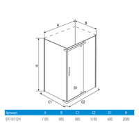 Душевой уголок ERLIT 101 серия прозрачное стекло арт-ER10112H-C1 — фото 4, Прямоугольные душевые уголки