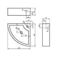 Раковина угловая закругленная GS, 48x48x15 cm, белая керамика 32267 — фото 17, Раковины