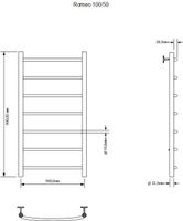 Полотенцесушитель электрический Aquanet Romeo 100х50 Тэн справа 00281988 — фото 3, Электрические полотенцесушители