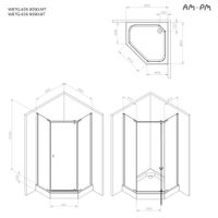 W87G-405-9090-BT Sunny душ огражд 5-угольн, распашн дверь 90x90 черный,стекло прозрачн — фото 7, Душевые кабины и ограждения
