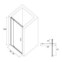 Душевая дверь ALEX BAITLER 7 серия тонированное стекло арт-AB74B70 — фото 3, Распашные душевые двери