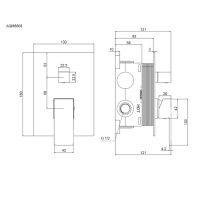 Savona Встраиваемый смеситель на 2 потр. в комплекте с внутр. частью, металл арт-AQM8808GM — фото 3, Смеситель для душа