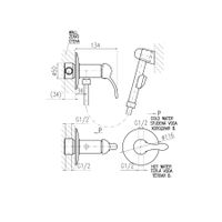 LABE - смеситель для биде, скрытый монтаж, лейка (металл), ЦВЕТ ЧЕРНЫЙ МАТОВЫЙ/ЗОЛОТО арт-L047/1CMATZ — фото 2, Смесители для биде
