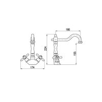 Смеситель Morava retro для раковины с донным клапаном пласт, MK321.5/8B — фото 2, Смесители для раковины
