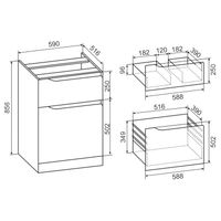 Тумба напольная NORDIC 60 /1 ящ +корз/ со столешницей из массива 122 см под накладную раковину /AQUA DE MARCO 5060CNOR122/F/1 — фото 13, Тумбы под раковину