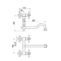 Товар: MK301.5/29 MORAVA RETRO - смеситель кухонный настенный - фото 2 MK301.5/29 MORAVA RETRO - смеситель кухонный настенный — фото 2, Смесители для кухни