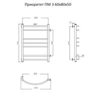 Полотенцесушитель Приоритет ПМ 3 60*80*50 (ЛЦ2) арт-Приоритет3/ПМ608050 — фото 2, Водяные полотенцесушители