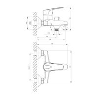 D40 Смеситель для ванны, монолитный излив 154мм(к/40), р/ОД, хром, ROS, арт-D40-30 — фото 2, Смеситель для ванны