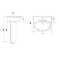 Умывальник "Вест" 57,5 см. с отв., с переливом (хром. кольцо) 1 сорт SANTERI 131118S0011B0 — фото 6, Раковины напольные