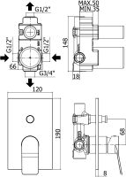Смеситель для душа Paffoni Tilt (с внутренней частью) арт-TI015ST/M — фото 2, Встраиваемые смесители для душа