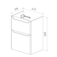 Тумба Lemark BUNO 50 см под 1 раковину, подвесная/напольная, 2 ящика, цвет планки: Серый, цвет корпу арт-LM04B50T — фото 7, Тумбы под раковину