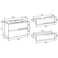 Тумба подвесная PALERMO 80 /2ящ/ AQUA DE MARCO 2080CPAL/FL/H — фото 9, Тумбы под раковину