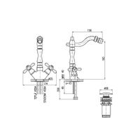 MK121.5/9CMAT MORAVA RETRO - смеситель для биде, CLICK-CLACK, ЧЕРНЫЙ МАТОВЫЙ — фото 1, Смесители для биде