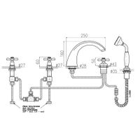 MORAVA смеситель каскадный на 5 отверстий, ЦВЕТ БРОНЗА арт-MK369.5PSM — фото 2, Смеситель для ванны