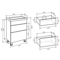 Тумба напольная с умывальником AXIOMA 60 /2 ящ/ AQUA DE MARCO 5060WGAXI/F — фото 9, Тумбы с раковиной