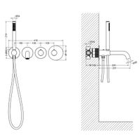 Смеситель встроенный для ванны с душем с термостатотом Timo Saona 2324/16YSM белый матовый — фото 6, Смеситель для душа