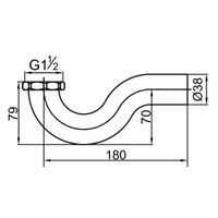 SBORTIS Сифон P-образный д/ванны, латунь VR.SBR-8334.BS — фото 2, Сифоны для ванны