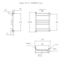 Полотенцесушитель Браво ПМ 3 П 60*80*50 (ЛЦ4) ПРАВЫЙ арт-Браво3/ПМ608050Пправ — фото 2, Водяные полотенцесушители