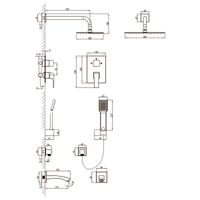 Unit Смеситель для ванны и душа, монолит.излив190мм верх.лейка встраиваемый, р/ОД, хром, LM, арт-LM4522C — фото 2, Встраиваемые душевые комплекты