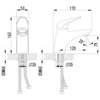 Poseidon Смеситель для раковины, монолит.излив 120мм, р/ОД, хром, LM, арт-LM4206C — фото 3, Смесители для раковины