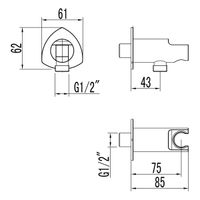Подключение для душевого шланга с креплением для лейки для LM3519C, хром, LM, арт-LM3585C — фото 2, Шланговые подключения