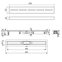 К-т водоотводящий желоб SP10-800 из пластика, с порогами из нерж. стали + Декор. решетка SG10-800 арт-SP10800-SG10800 — фото 7, Душевые лотки