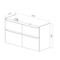 Тумба Lemark BUNO 125 см под 2 раковины, подвесная/напольная, 4 ящика, цвет планки: Серый, цвет корп арт-LM04B125T — фото 8, Тумбы под раковину
