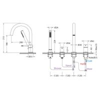 Смеситель для ванны с душем, врезной Timo Saona 2320/19Y розовое золото — фото 2, Смеситель для ванны