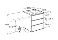 THE GAP модуль для раковины 600 мм, 585x453x741 мм, с 3 ящиками, набор ножек 7.8168.2.733.9 приобрет арт-A857404402 — фото 11, Тумбы под раковину