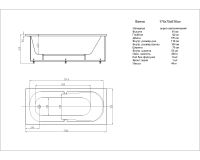 Акриловая ванна Aquatek Лея 170 прямоугольная, универсальная, без каркаса, без экрана, без гидромассажа арт-LEY170-0000145 — фото 4, Акриловые ванны
