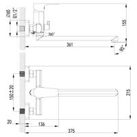 Plus_Factor Смеситель для ванны, плоск.пов.излив 300мм, р/ОД, хром, LM, арт-LM1651C — фото 2, Смеситель для ванны