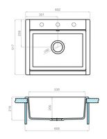 Мойка для кухни Делия 60 602х517х218 мм, серый шелк 1A715232LD250 — фото 6, Кухонные мойки